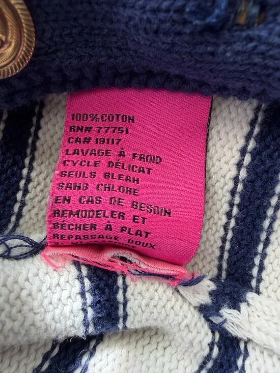 Betsey Johnson 2011 Sailor Girl Intarsia Nautical Cardigan Sweater Sz M w/FLAW - Picture 10 of 12